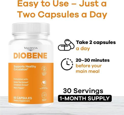 Valdivia (5 Pack) Diobene Capsules - Official Diobene Support All Natural Premium Formula - Maximum Strength, Diobene Pastillas Multivitamin for Overall Health & Wellness, 300 Capsules for 5 Months in Saudi Arabia
