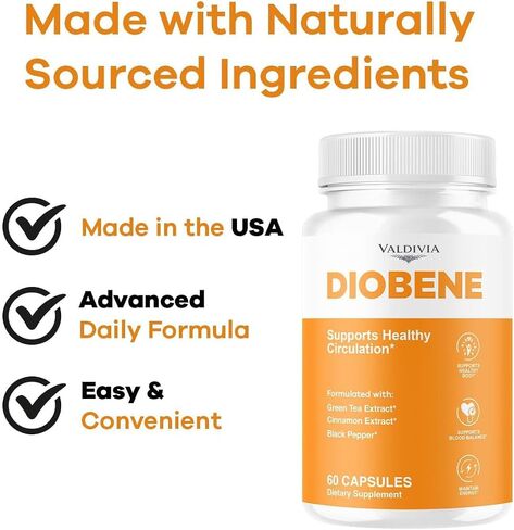Valdivia (5 Pack) Diobene Capsules - Official Diobene Support All Natural Premium Formula - Maximum Strength, Diobene Pastillas Multivitamin for Overall Health & Wellness, 300 Capsules for 5 Months in Saudi Arabia