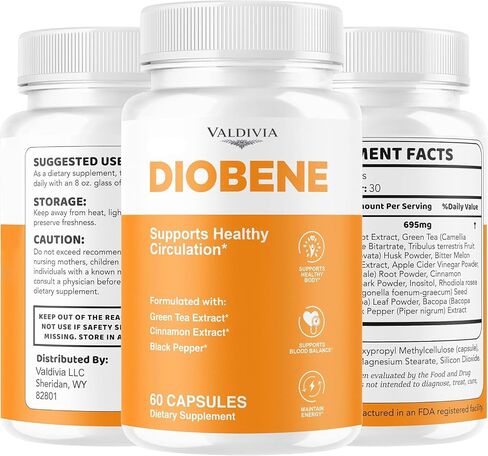 Valdivia (5 Pack) Diobene Capsules - Official Diobene Support All Natural Premium Formula - Maximum Strength, Diobene Pastillas Multivitamin for Overall Health & Wellness, 300 Capsules for 5 Months in Saudi Arabia