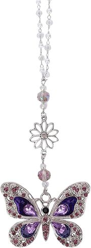 Car Mirror Hanging Accessories - Purple Butterfly Crystal Rhinestone Pendant for Rear View Mirror, Cute Car Interior Accessory for Women, Gift for Driver Mom Friends in Saudi Arabia