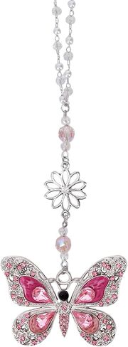 Car Mirror Hanging Accessories - Purple Butterfly Crystal Rhinestone Pendant for Rear View Mirror, Cute Car Interior Accessory for Women, Gift for Driver Mom Friends in Saudi Arabia
