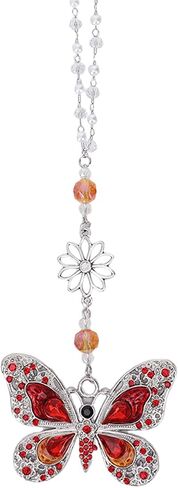 Car Mirror Hanging Accessories - Purple Butterfly Crystal Rhinestone Pendant for Rear View Mirror, Cute Car Interior Accessory for Women, Gift for Driver Mom Friends in Saudi Arabia