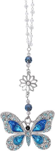 Car Mirror Hanging Accessories - Purple Butterfly Crystal Rhinestone Pendant for Rear View Mirror, Cute Car Interior Accessory for Women, Gift for Driver Mom Friends in Saudi Arabia