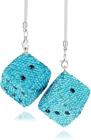Bling Diamond Dice Car Hanging Accessories – Crystal Rear View Mirror Ornament, Sparkly Car Decor, Lucky car Accessories All Models in Saudi Arabia