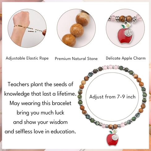 Giovanchi Teacher Appreciation Gifts for Women, Teacher Gifts Natural Stone Bracelet with Message Card for Appreciation Week Christmas Valentines End of Year in Saudi Arabia