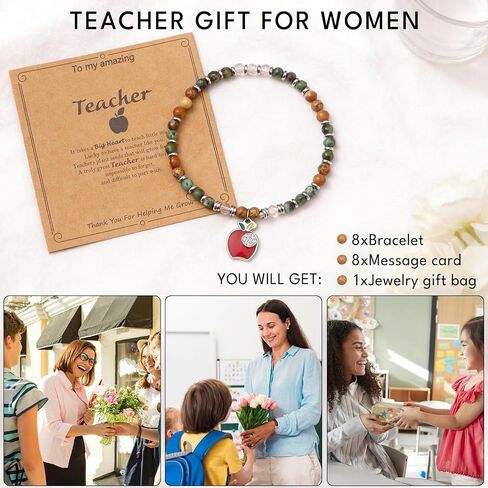 Giovanchi Teacher Appreciation Gifts for Women, Teacher Gifts Natural Stone Bracelet with Message Card for Appreciation Week Christmas Valentines End of Year in Saudi Arabia