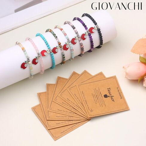 Giovanchi Teacher Appreciation Gifts for Women, Teacher Gifts Natural Stone Bracelet with Message Card for Appreciation Week Christmas Valentines End of Year in Saudi Arabia