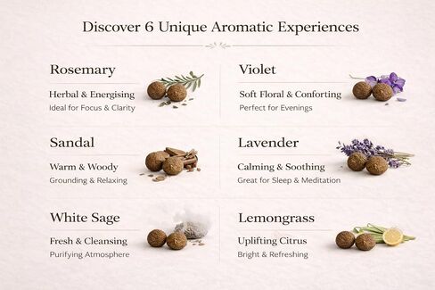 Himalayan Masala Smudge Balls, White Sage, Lemongrass, Rosemary, Sandal, Violet and Lavender, Handcrafted, for Aromatherapy and Meditation, 6 Packs of 5 Round Balls in Saudi Arabia