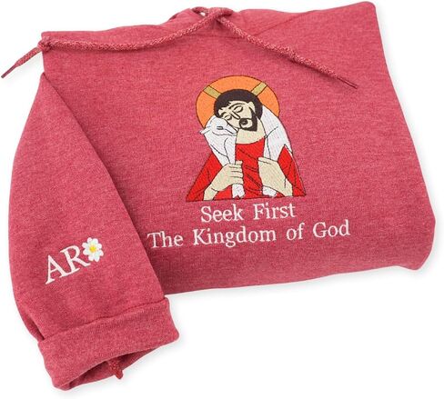 COUPLEHOODIES Custom Embroidered Hoodie Seek First Kingdom Of God Verse - Christian Faith Gift For Women Birthday Christmas Multicolor in Saudi Arabia
