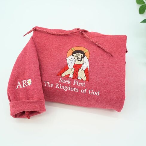 COUPLEHOODIES Custom Embroidered Hoodie Seek First Kingdom Of God Verse - Christian Faith Gift For Women Birthday Christmas Multicolor in Saudi Arabia