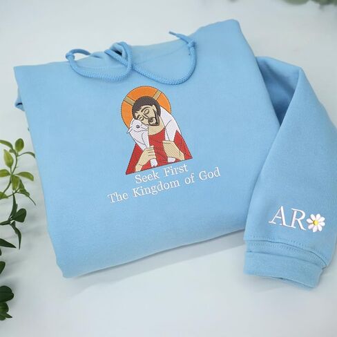 COUPLEHOODIES Custom Embroidered Hoodie Seek First Kingdom Of God Verse - Christian Faith Gift For Women Birthday Christmas Multicolor in Saudi Arabia