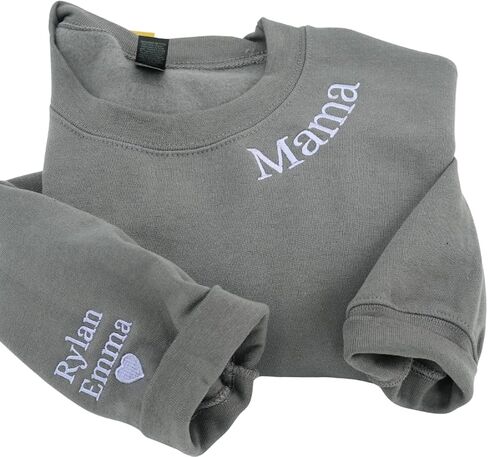 COUPLEHOODIES Custom Embroidered Mama Sweatshirt with Kids' Name on Sleeve – Gift for Mother’s Day, Birthday or Christmas in Saudi Arabia