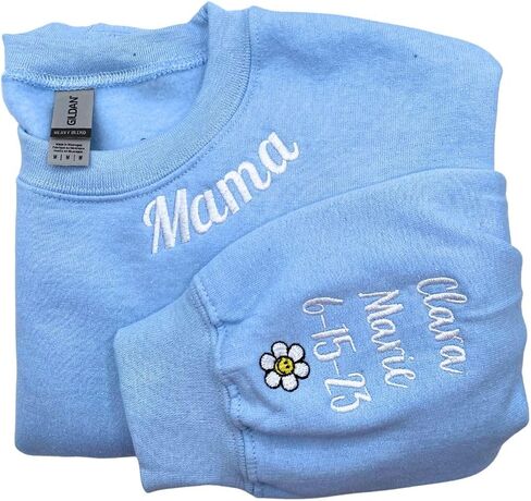 COUPLEHOODIES Custom Embroidered Mama Sweatshirt with Kids' Name on Sleeve – Gift for Mother’s Day, Birthday or Christmas in Saudi Arabia