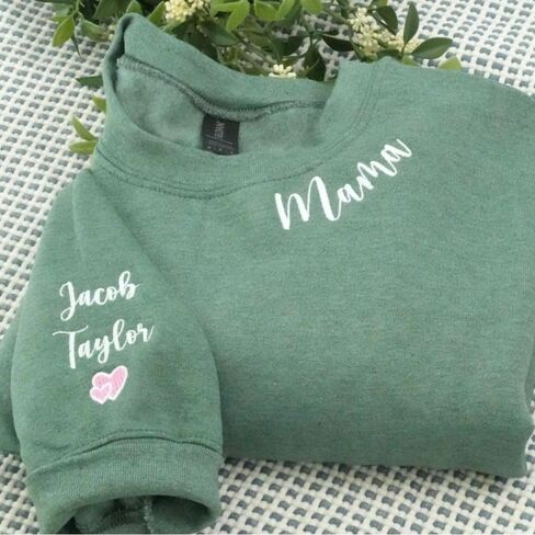 COUPLEHOODIES Custom Embroidered Mama Sweatshirt with Kids' Name on Sleeve – Gift for Mother’s Day, Birthday or Christmas in Saudi Arabia