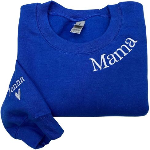 COUPLEHOODIES Custom Embroidered Mama Sweatshirt with Kids' Name on Sleeve – Gift for Mother’s Day, Birthday or Christmas in Saudi Arabia