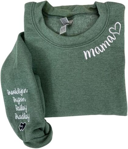 COUPLEHOODIES Custom Embroidered Mama Sweatshirt with Kids' Name on Sleeve – Gift for Mother’s Day, Birthday or Christmas in Saudi Arabia