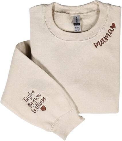COUPLEHOODIES Custom Embroidered Mama Sweatshirt with Kids' Name on Sleeve – Gift for Mother’s Day, Birthday or Christmas in Saudi Arabia