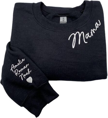 COUPLEHOODIES Custom Embroidered Mama Sweatshirt with Kids' Name on Sleeve – Gift for Mother’s Day, Birthday or Christmas in Saudi Arabia