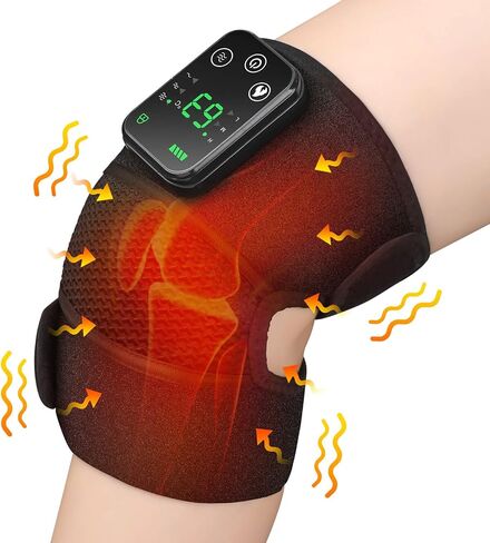 Cordless Heated Knee Massager, Knee Massager with Heat, Knee Massager for Pain Relief, Knee Heating Pad for Knee Pain Relief, FSA Eligible HSA, Heated Knee Brace Wrap, Black in Saudi Arabia