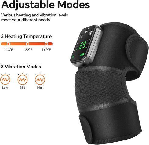Cordless Heated Knee Massager, Knee Massager with Heat, Knee Massager for Pain Relief, Knee Heating Pad for Knee Pain Relief, FSA Eligible HSA, Heated Knee Brace Wrap, Black in Saudi Arabia