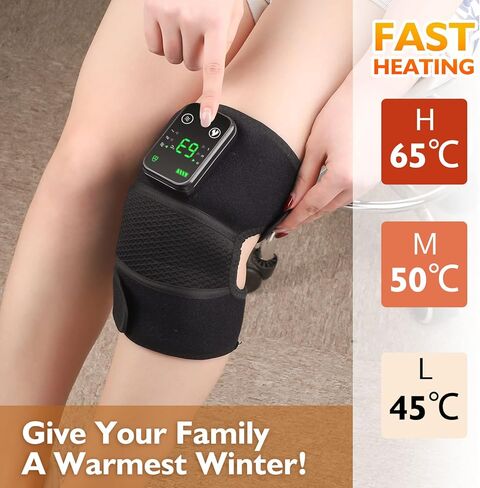 Cordless Heated Knee Massager, Knee Massager with Heat, Knee Massager for Pain Relief, Knee Heating Pad for Knee Pain Relief, FSA Eligible HSA, Heated Knee Brace Wrap, Black in Saudi Arabia