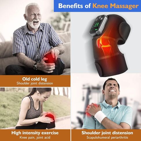 Cordless Heated Knee Massager, Knee Massager with Heat, Knee Massager for Pain Relief, Knee Heating Pad for Knee Pain Relief, FSA Eligible HSA, Heated Knee Brace Wrap, Black in Saudi Arabia