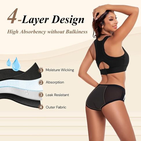CARER Period Underwear for Women Heavy Flow Reusable Menstrual Panties Full Coverage Leak Proof Washable Absorbent Briefs in Saudi Arabia