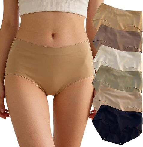 6 Pack Women's Seamless Ultra-thin Panties, High-elasticity Triangle Panties, Soft And Breathable Multicolor in Kuwait