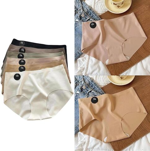 6 Pack Women's Seamless Ultra-thin Panties, High-elasticity Triangle Panties, Soft And Breathable Multicolor in Kuwait