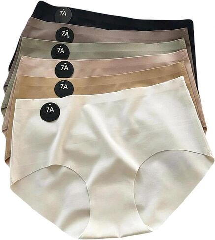 6 Pack Women's Seamless Ultra-thin Panties, High-elasticity Triangle Panties, Soft And Breathable Multicolor in Kuwait