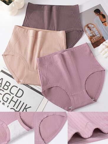 Buankoxy Women's Cotton Underwear Stretchy Briefs Full Coverage Panties for Women High Waisted Ladies Panties 5 Pack in Saudi Arabia
