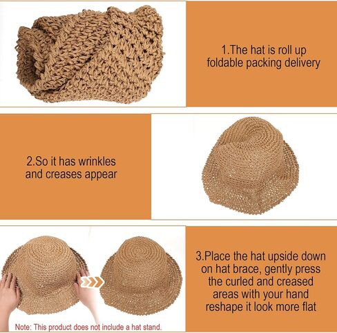 Floppy Womens Beach Hat, Packable Sun Hat, Straw Bucket Hats, Foldable Summer Wide Brim Hats for Travel UV Protection(Khaki) in Saudi Arabia