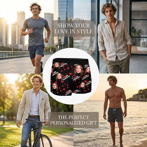 Custom Mens Underwear Boxer Briefs with Face Personalized Underwear Gift for Men Husband in Kuwait