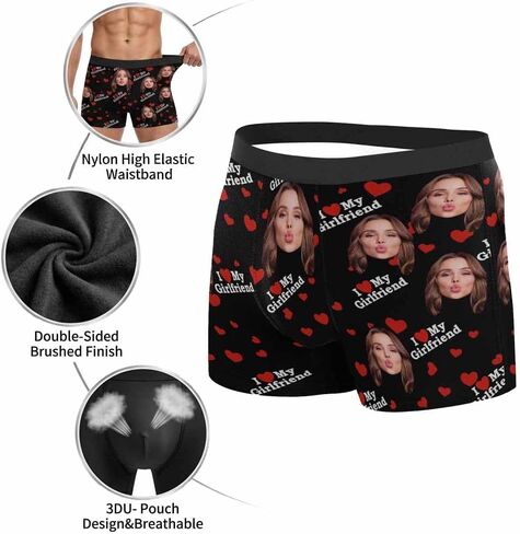 Custom Mens Underwear Boxer Briefs with Face Personalized Underwear Gift for Men Husband in Kuwait