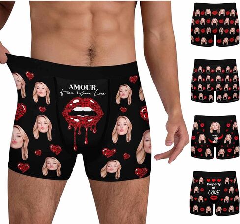 Custom Mens Underwear Boxer Briefs with Face Personalized Underwear Gift for Men Husband in Kuwait