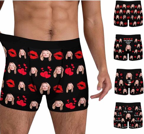 Custom Mens Underwear Boxer Briefs with Face Personalized Underwear Gift for Men Husband in Kuwait