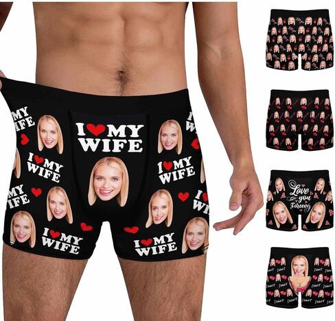 Custom Mens Underwear Boxer Briefs with Face Personalized Underwear Gift for Men Husband in Kuwait
