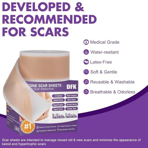 Silicone Scar Sheets, Silicone Scar Tape(1.6"x 118" Roll-3M), Reusable Professional Scar Silicone Strips, Soft Silicone Scar Sheets for Surgical Scars,Keloid,Acne Scars,Burn Scar,C-Section in Saudi Arabia