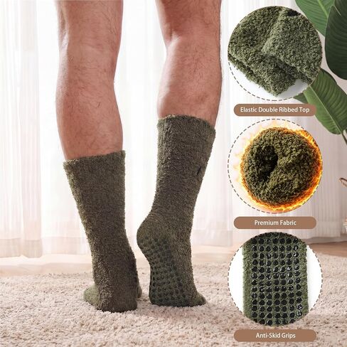 Glitopper 5 Pcs Fuzzy Bigfoot Crew Socks Men's Bigfoot Soft Fluffy Slipper Socks Funny Sasquatch Gifts for Him Men Husband Father's Day in Kuwait