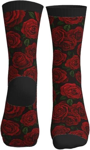 Red Rose Flower Funny Athletic Sport Novelty Crew Socks for Men Women, Cute Casual Crazy Dress Socks for Running Hiking Soccer in Saudi Arabia