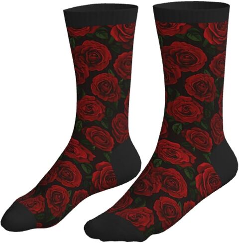 Red Rose Flower Funny Athletic Sport Novelty Crew Socks for Men Women, Cute Casual Crazy Dress Socks for Running Hiking Soccer in Saudi Arabia