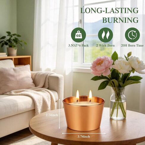 Citronella Candles Outdoor, 3 Pack 3.5OZ Citronella Candle for Patio, Two Wick Lemongrass Scented Candles, Natural Soy Wax Long Burning for Indoor Outdoor Camping Garden in Saudi Arabia