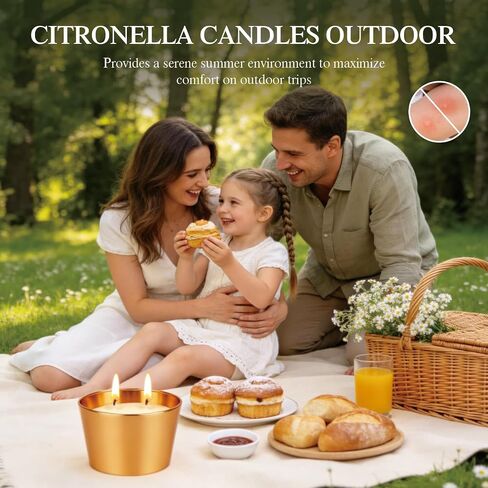 Citronella Candles Outdoor, 3 Pack 3.5OZ Citronella Candle for Patio, Two Wick Lemongrass Scented Candles, Natural Soy Wax Long Burning for Indoor Outdoor Camping Garden in Saudi Arabia