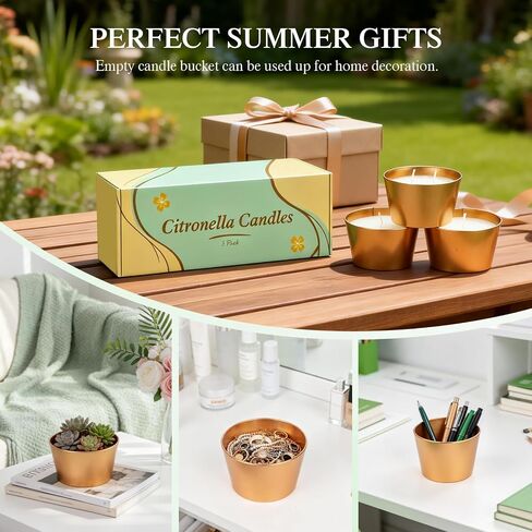 Citronella Candles Outdoor, 3 Pack 3.5OZ Citronella Candle for Patio, Two Wick Lemongrass Scented Candles, Natural Soy Wax Long Burning for Indoor Outdoor Camping Garden in Saudi Arabia