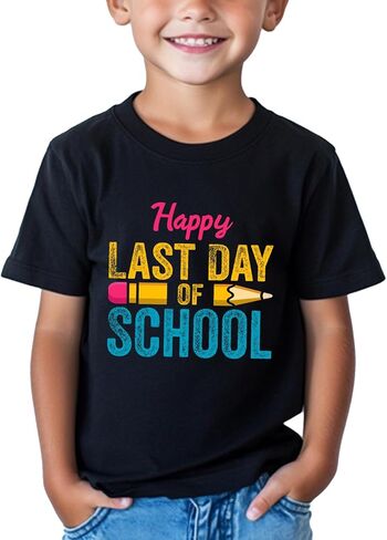 Boys Last Day of School Shirt for Kids Toddler Girls Funny Graphic Tee Short Sleeve 3-8Y in Saudi Arabia