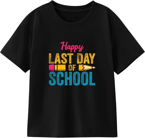Boys Last Day of School Shirt for Kids Toddler Girls Funny Graphic Tee Short Sleeve 3-8Y in Saudi Arabia