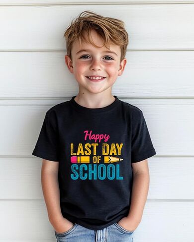 Boys Last Day of School Shirt for Kids Toddler Girls Funny Graphic Tee Short Sleeve 3-8Y in Saudi Arabia