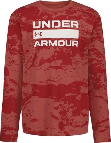 تي شيرت برسوم جرافيك للأولاد بأكمام طويلة من Under Armour، خفيف الوزن ومسامي، مجموعة للاستخدام الخارجي in Kuwait
