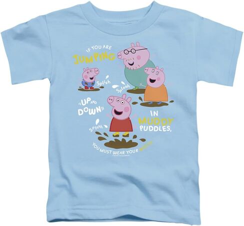 Popfunk Peppa Pig Family Muddy Puddles Kids T Shirt (4) for Toddler Boys and Girls, Light Blue in Kuwait