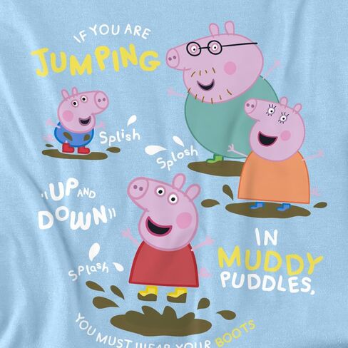 Popfunk Peppa Pig Family Muddy Puddles Kids T Shirt (4) for Toddler Boys and Girls, Light Blue in Kuwait